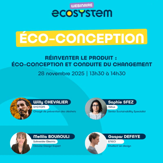 Webinaire d'éco-conception le 28 novembre à 13h30 - lien vers linkedin